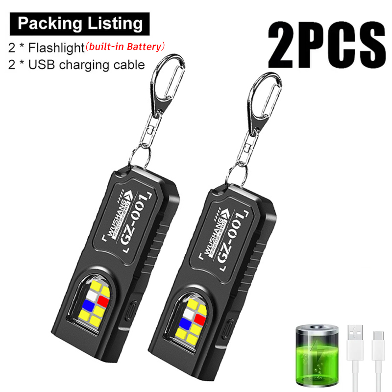 Outdoor Adventure Camp - Multifunktionale Schlüsselanhänger-Taschenlampe USB-Aufladbare Mini-Taschenlampe Mit COB-Arbeitslicht