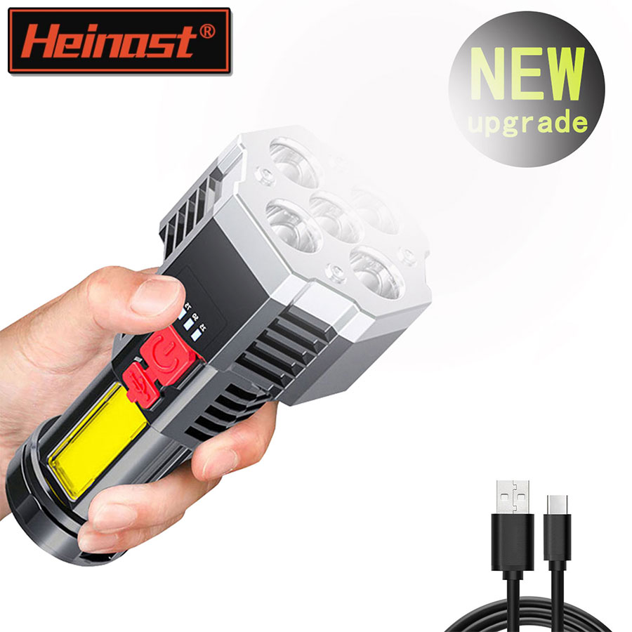 Outdoor Adventure Camp - 5 LED-Hochleistungs-LED-Taschenlampen, wiederaufladbarer Camping-Scheinwerfer mit Seitenlicht,