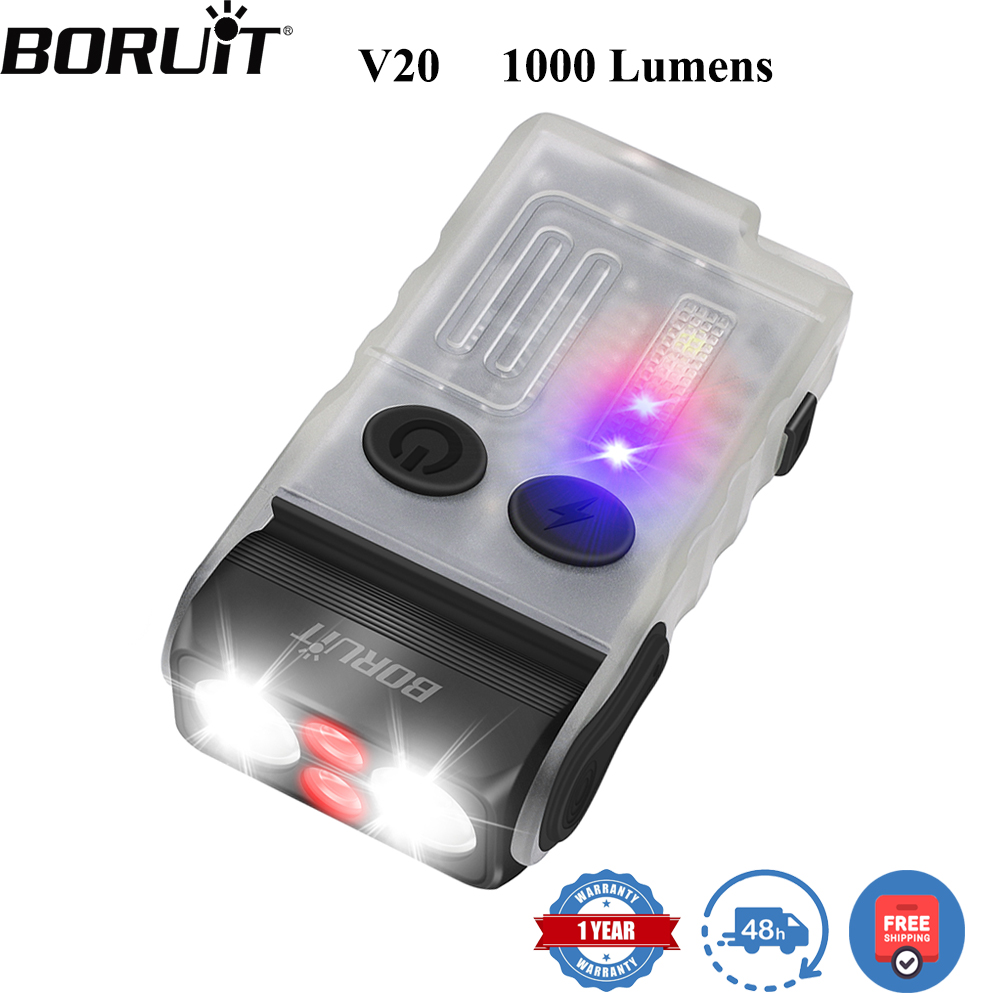 Outdoor Adventure Camp - BORUiT V20 Fluoreszenz-Buzzer EDC LED-Schlüsselanhänger-Taschenlampe mit